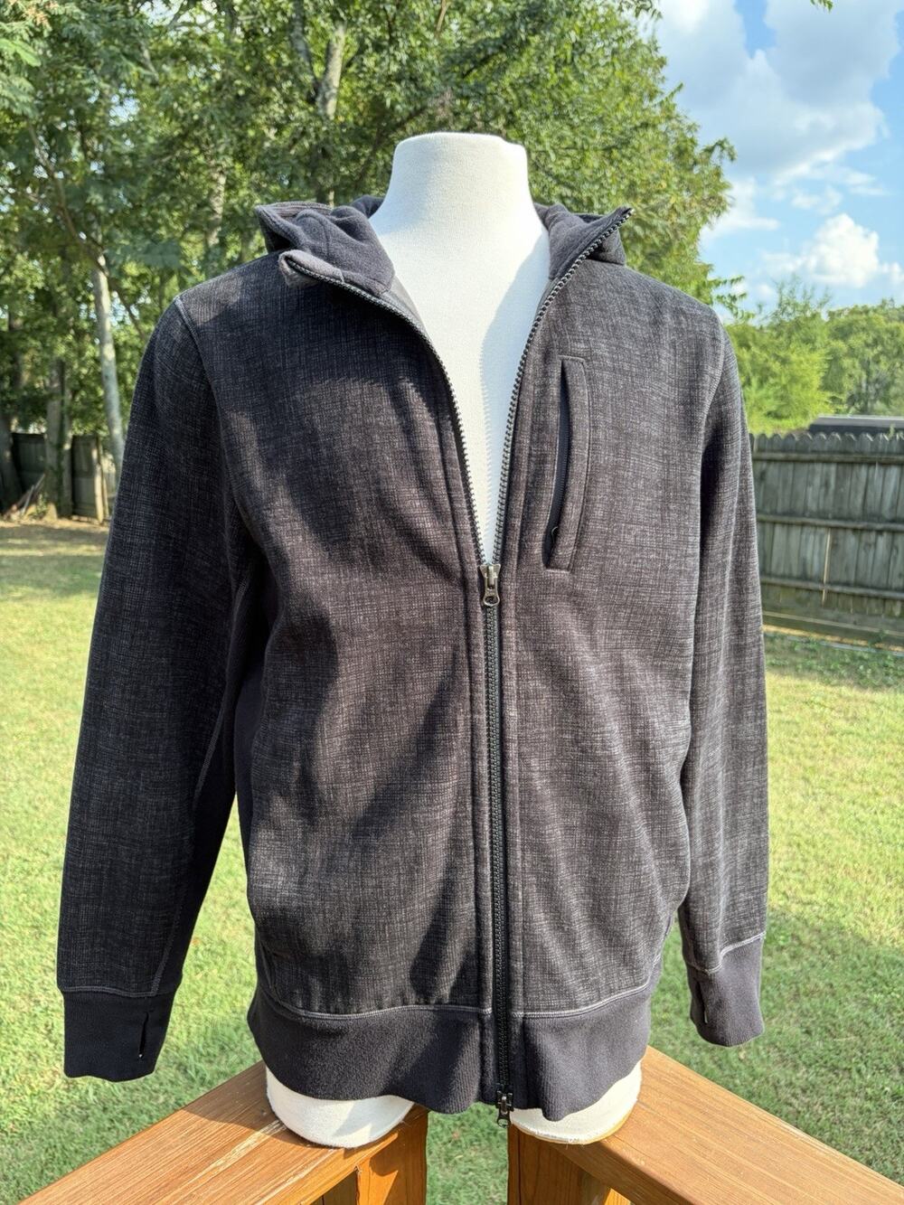 Lululemon Scuba Hoodie Jacket Full Zip Heathered Black Gym Stretch Men’s Large